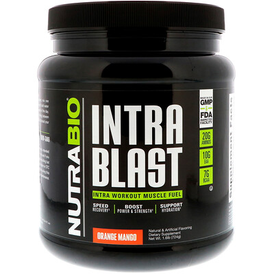 NutraBio Labs Intra Blast, Intra Workout Muscle Fuel, Orange Mango, 1.6 lb (724 g)