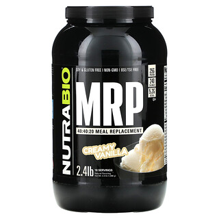 NutraBio, MRP 40:40:20, Sustituto de las comidas, Vainilla cremosa, 1096 g (2,4 lb)