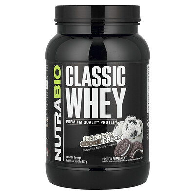 Product Image for NutraBio, Classic Whey Protein, Ice Cream Cookie Dream, 2 lbs (907 g)