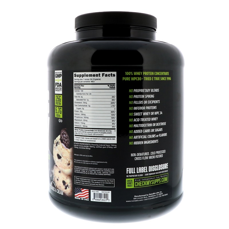 NutraBio Labs, Classic Whey Protein, Cookies & Cream, 5 lbs (2268 g