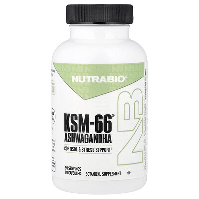 NutraBio, Ashwagandha KSM-66, 600 mg, 90 cápsulas vegetarianas