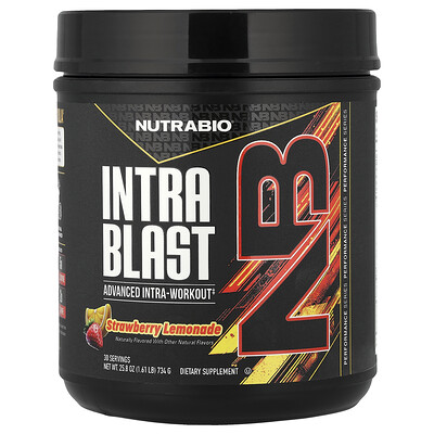 NutraBio, Intra Blast, Suplemento intrauterino avanzado, Limonada de fresa, 734 g (1,61 lb)