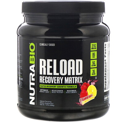 NutraBio Labs Reload, матрица для восстановления, клубника и лимон, 868 г (1,91 фунта)