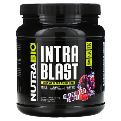 NutraBio Labs Intra Blast, Intra Workout Amino Fuel, Grape Berry Crush, 1.6 lb (722 g)