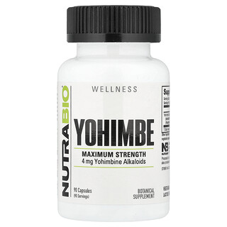 NutraBio, Yohimbe, 90 kapsler (100 mg pr. kapsel)