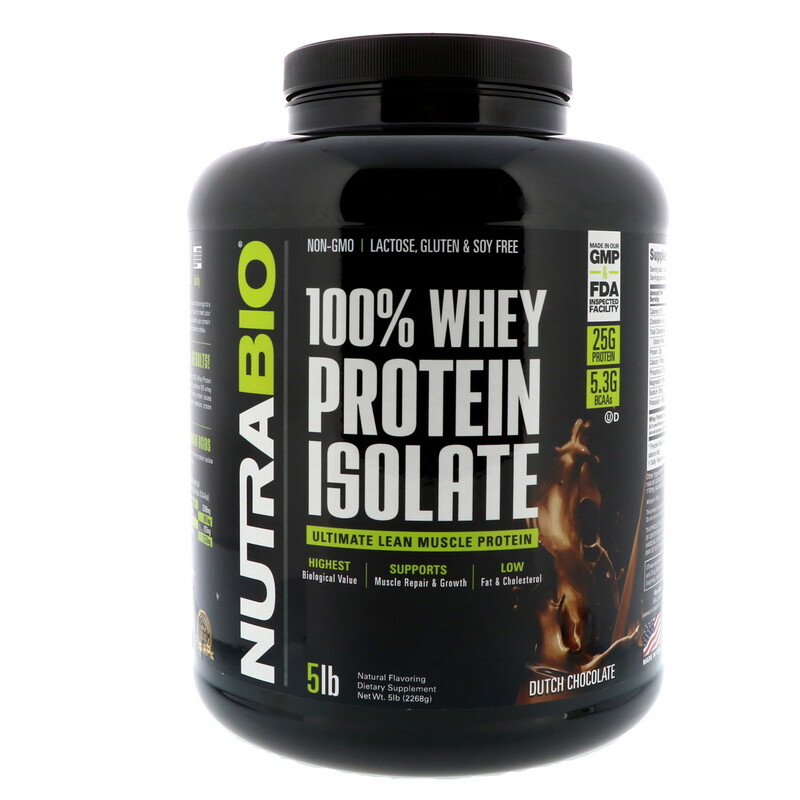 NutraBio Labs, 100 Whey Protein Isolate, Dutch Chocolate, 5 lbs (2268