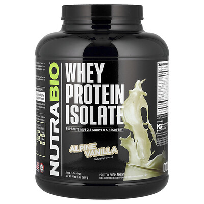 Product Image for NutraBio, Whey Protein Isolate, Alpine Vanilla, 5 lb (2,268 g)