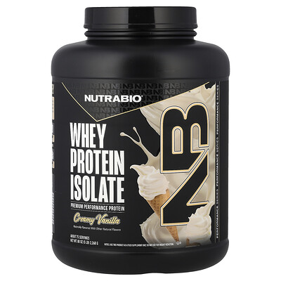 NutraBio, Whey Protein Isolate, Creamy Vanilla, 5 lb (2,268 g)
