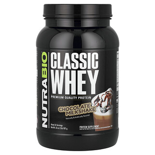 NutraBio‏, חלבון מי גבינה קלאסי, מילקשייק שוקולד, 907 גרם (2 ליברות)
