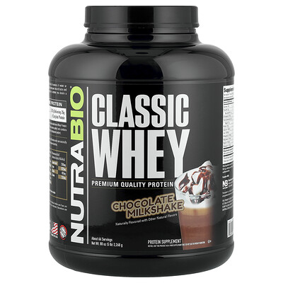 Product Image for NutraBio, Classic Whey Protein, Chocolate Milkshake, 5 lbs (2,268 g)