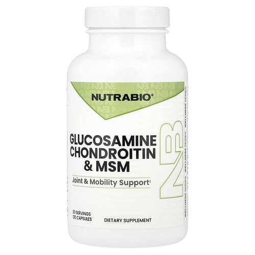 NutraBio, Glucosamin, Chondroitin und MSM, 120 Kapseln