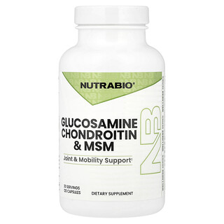 NutraBio, ग्लूकोसामाइन कॉन्ड्रॉइटिन और MSM, 120 कैप्सूल