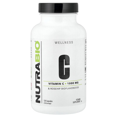 Product Image for NutraBio, Vitamin C & Rosehip Bioflavonoids, 120 Capsules