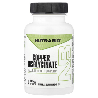 NutraBio, Bisglicinato de cobre, 90 cápsulas (3 mg por cápsula)