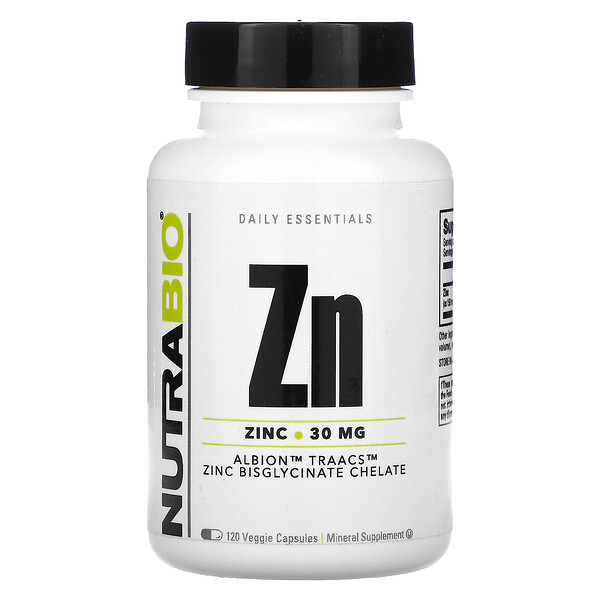 NutraBio Labs‏, Zn, Zinc, 30 mg, 120 Veggie Capsules
