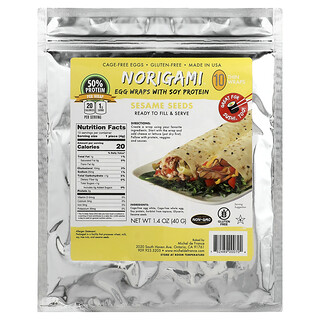 Norigami, Egg Wraps with Soy Protein, Sesame Seeds, 10 Thin Wraps, 40 g