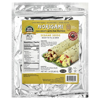 Norigami, Egg Wraps with Pea Protein, Sesame Seeds, 10 Thin Wraps, 40 g