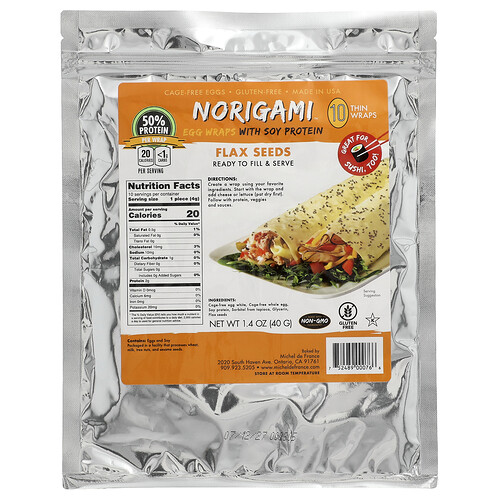Norigami, Περιτυλίγματα αυγών με πρωτεΐνη σόγιας, σπόρους λίνου, 10 λεπτά