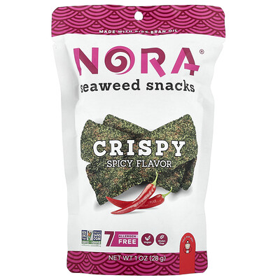 Product Image for Nora Snacks, Seaweed Snacks, Crispy Spicy, 1 oz (28 g)