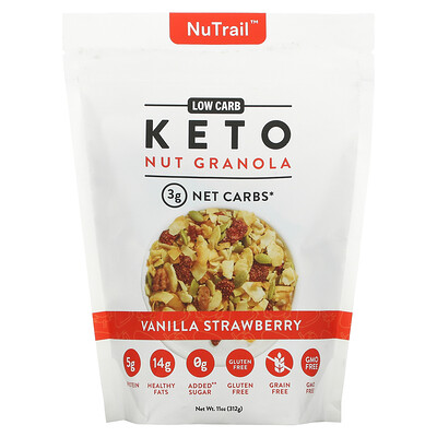 Купить NuTrail Keto Nut Granola, ваниль и клубника, 312 г (11 унций)
