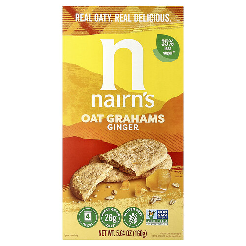 Nairn's Oat Grahams, Ginger, 4 Packs, 5.64 oz (160 g)