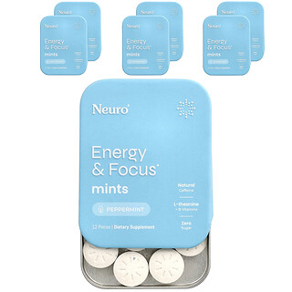 NeuroGum, Mints, Energy & Focus, Minze, Energie und Konzentration, Pfefferminze, 6 Packungen, je 12 Stück