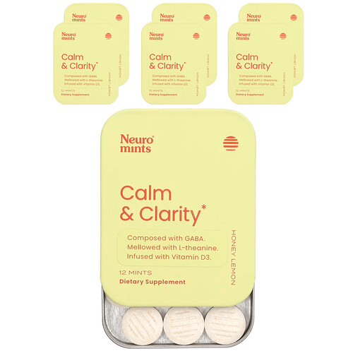 Neurogum NeuroMints, Calm & Clarity, Honey Lemon, 6 Packs, 12 Pieces Each