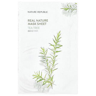 Nature Republic, Real Nature Beauty Mascarilla en lámina, Árbol del té, 1 lámina, 23 ml (0,77 oz. Líq.)