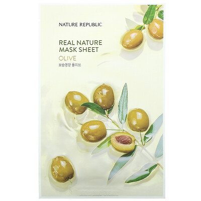 Nature Republic Real Nature Beauty Mask Sheet, с оливковым маслом, 1 шт., 23 мл (0,77 жидк. Унции)