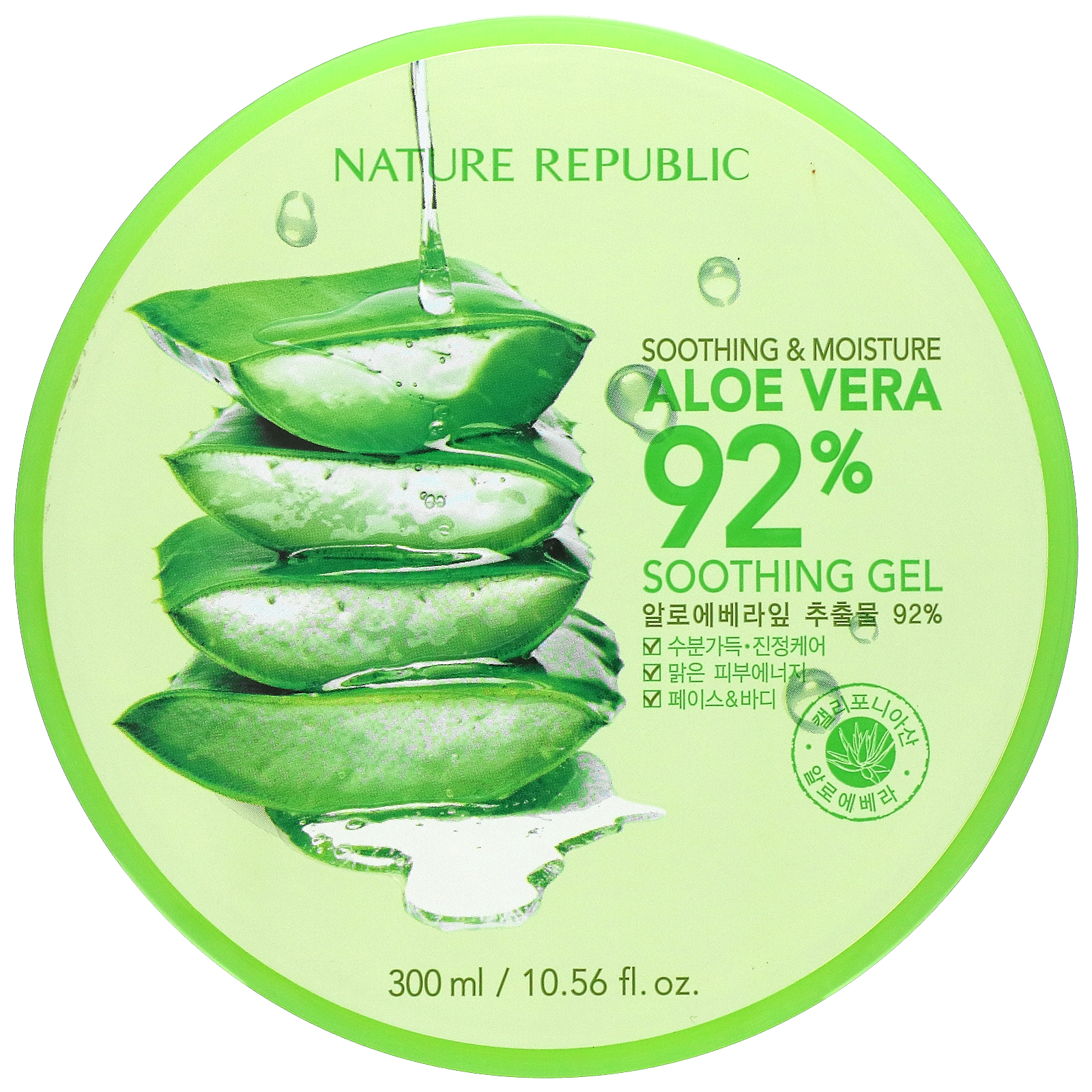 Hysterisk Søjle kighul Nature Republic, Soothing & Moisture Aloe Vera 92% Soothing Gel, 10.56 fl  oz (300 ml)