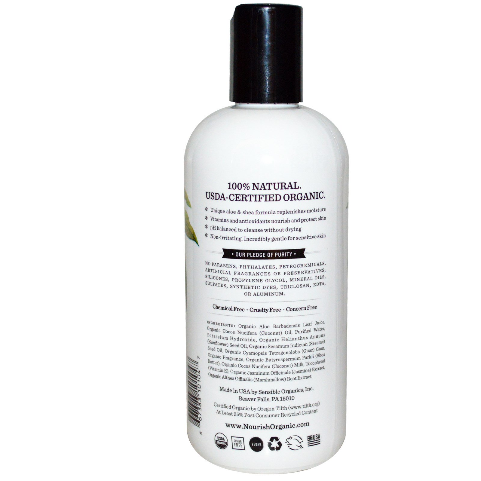 Nourish Organic, Body Wash, Almond Vanilla, 10 fl oz (295 ml) - iHerb.com