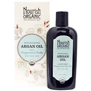 Nourish Organic, Регенерирующее аргановое масло с гранатом и плодами шиповника, 3,4 унции (101 мл)
