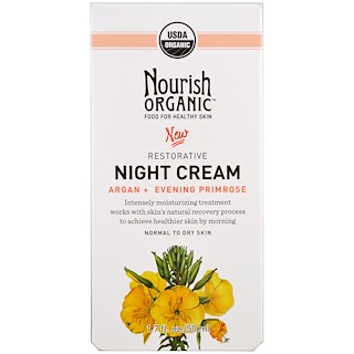 Nourish Organic, Восстанавливающий, ночной крем, арган + вечерняя примроуз, нормальная и сухая кожа, 50 мл (1,7 унции)