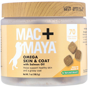 Отзывы о Натурес Баунти, Mac + Maya, Omega Skin & Coat with Salmon Oil, For Dogs, 70 Soft Chews