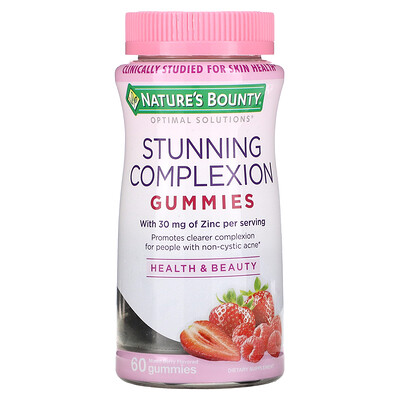 

Nature's Bounty, Optimal Solutions, Stunning Complexion, Mixed Berry, 60 Gummies