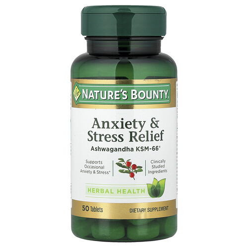 Nature's Bounty, Anxiety & Stress Relief, Abbau von Angstzuständen und Stress, 50 Tabletten