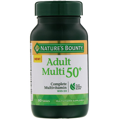 Nature's Bounty Мультивитамин для взрослых старше 50 лет, полный комплекс мультивитаминов с D3, 80 таблеток