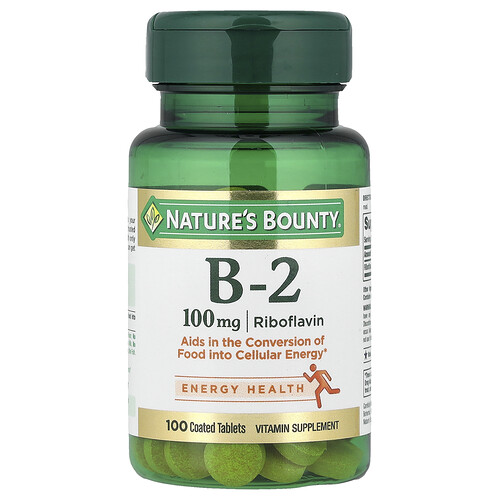 Nature's Bounty Vitamin B-2, 100 mg, 100 Coated Tablets