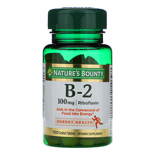 Nature's Bounty, فيتامين ب-2، 100 مجم، 100 كبسولة مغلفة