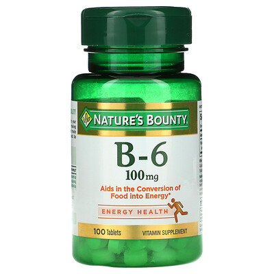 

Nature's Bounty, Vitamin B-6, 100 mg, 100 Tablets