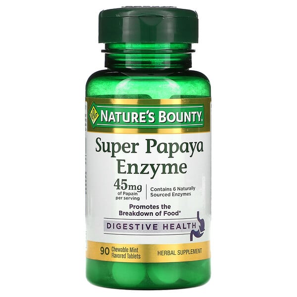 Nature's Bounty, Super Papaya Enzyme, Mint, 15 mg, 90 Chewable Tablets