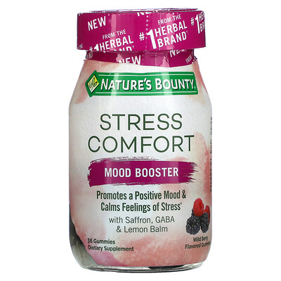 Nature's Bounty Stress Comfort, добавка для улучшения настроения и снижения стресса, со вкусом лесных ягод, 36 жевательных таблеток