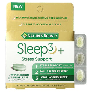 Nature's Bounty, Sleep3+, Stress Support, 28 Tri-Layer Tablets