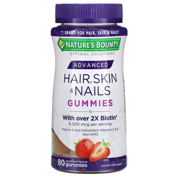 Nature's Bounty‏, Advanced Hair, Skin, & Nails Gummies, Strawberry, 80 Gummies