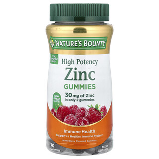 Nature's Bounty, Zinc Gummies, High Potency, Mixed Berry, 70 Gummies (15 mg Per Gummy)