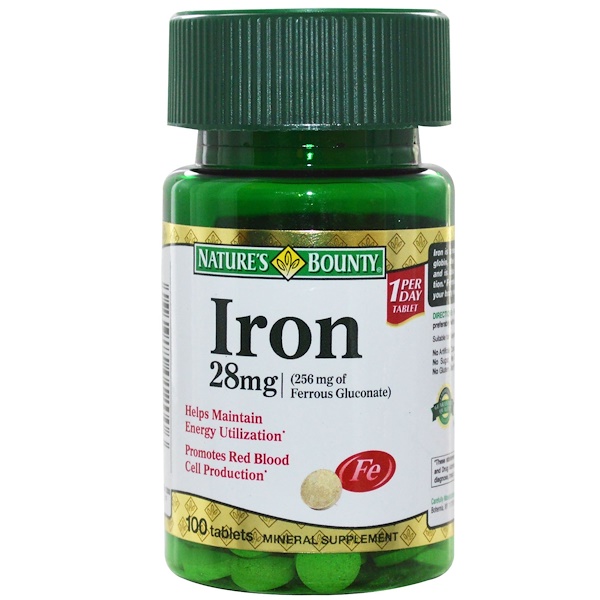 Nature's Bounty, Iron, 28 mg, 100 Tablets (Discontinued Item) 