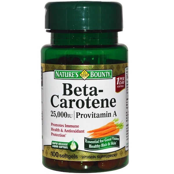 Nature's Bounty, Бета-каротин, Провитамин А, 25 000 МЕ, 100 гелевых капсул (Discontinued Item) 