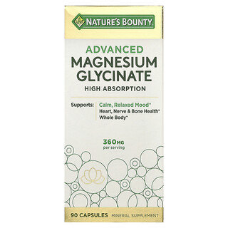 Nature's Bounty, Advanced Magnesium Glycinate, High Absorption, 90 Capsules (120 mg per Capsule)