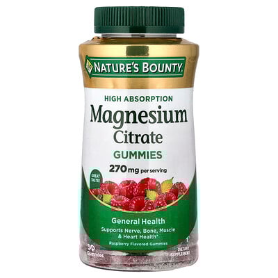 Product Image for Nature's Bounty, Magnesium Citrate Gummies, Raspberry, 90 Gummies (90 mg per Gummy)