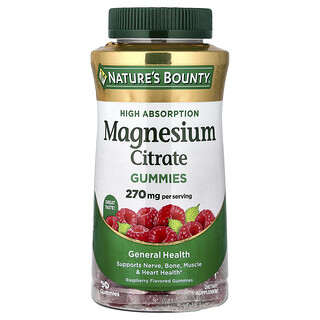 Nature's Bounty, Jeleuri cu citrat de magneziu, cu absorbție ridicată, zmeură, 90 de jeleuri (90 mg per jeleu)
